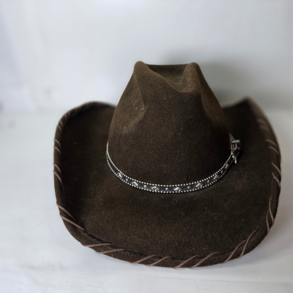 Dorfman Pacific Scala Western Cowboy Hat Brown Wool Felt Outback Small Medium